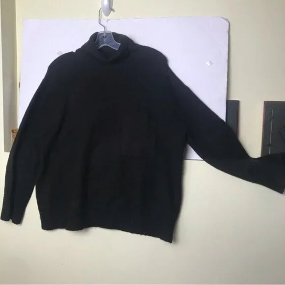 OAK + FORT Oversized Crop Mock Neck Wool Blnd Sweater Knit Turtleneck Boxy Top M - Picture 9 of 14